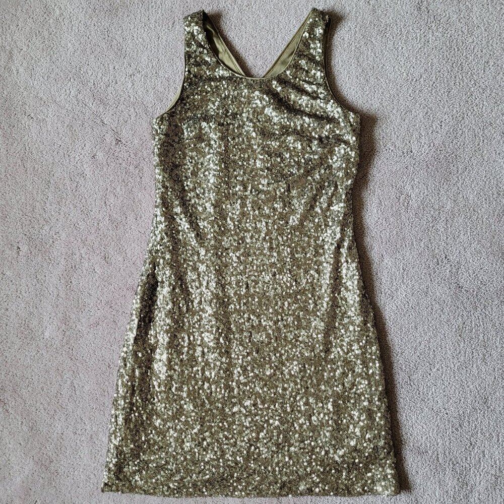 Vintage Forever 21 Gold Sequined Dress Sleeveless Size Small Sparkly Party Dress